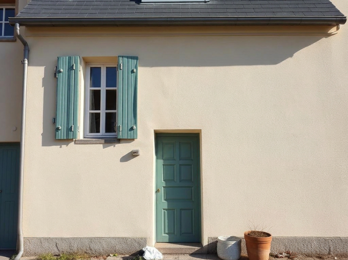 Même façade avec enduit repris et mur nettoyé après intervention
